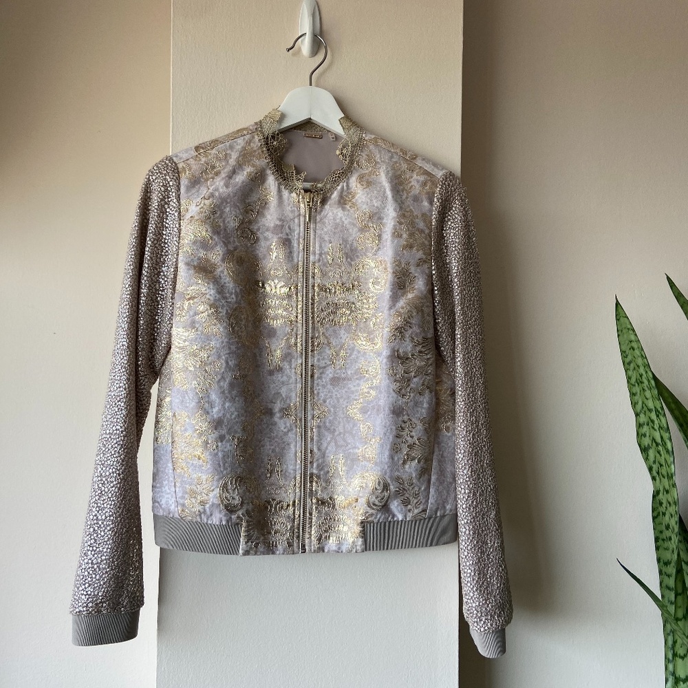 NWOT Elie Tahari Glenna Gold Metallic Jacket